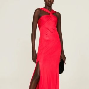 Donna Karan Rent the Runway Twisted Halter Gown Red sz 6 $550